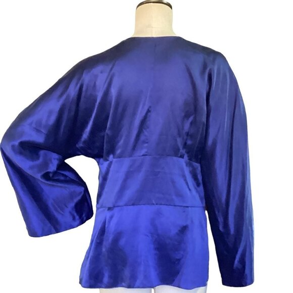 The Limited Silk-Cotton V Neck Blouse Long Bell Sleeve L #108H - Picture 5 of 8